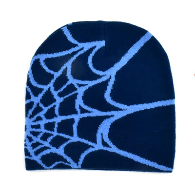 Y2K Gothic Spider Pattern Wool Acrylic Knitted Hat Women Beanie Winter Warm Beanies Grunge Hip Hop Casual Skullies Outdoor Cap