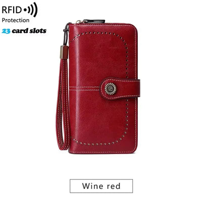 High Quality Women Wallet RFID Anti-Theft Leather Wallets for Woman Long Zipper Large Ladies Clutch Bag Female Purse Card Holder