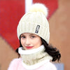 2PCS Winter Warm Knit Hat Set Winter Hat Thick Plush Windproof Cold Casual Warm Hat Scarf