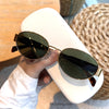 Oval Sunglasses for Women Men Trendy Metal Frame Sun Glasses Classic Shades