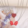 2Pcs Heart Brick Couples Love Necklace for Lovers Women Men Lego Elements Friends Necklaces Valentines Gift Jewelry