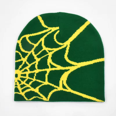 Y2K Gothic Spider Pattern Wool Acrylic Knitted Hat Women Beanie Winter Warm Beanies Grunge Hip Hop Casual Skullies Outdoor Cap