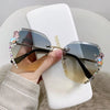 New Decorative Rhinestones Women Sunglasses Women'S Metal Mirror Leg Oval Sun Glasses Summer Fashion Eyewear UV400 Gafas De Sol