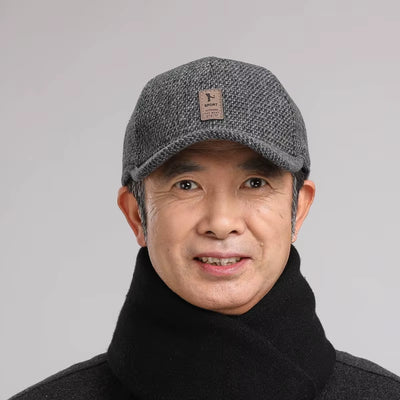 Woolen men hats warm ear protection caps