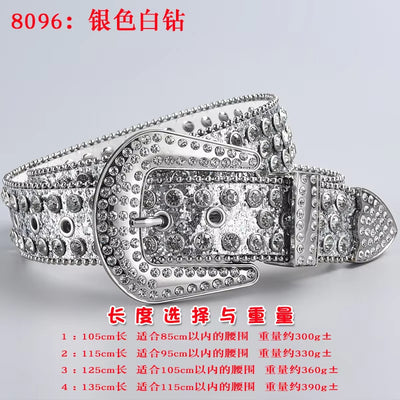 New Rhinestone Luxury Belt Women Y2K Style Western Exaggerated Jeans Fashion Accessories Punk High Quality Alloy Buckle BB Belt