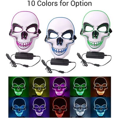 Halloween Festival Parties Costume Supplies Favor LED Light up Scary Mask Spooky Skull Mask Cosplay Skeleton Mask