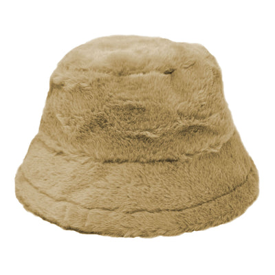 Women'S Winter Plush Fluffy Bucket Hat Warm Faux Fur Lining Cozy Wide Brim Cap