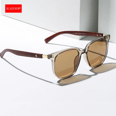 Vintage Square Frame Sunglasses for Women Men 2024 Trendy Retro Wood Grain Plastic Frame UV 400 Protection Eyepeice