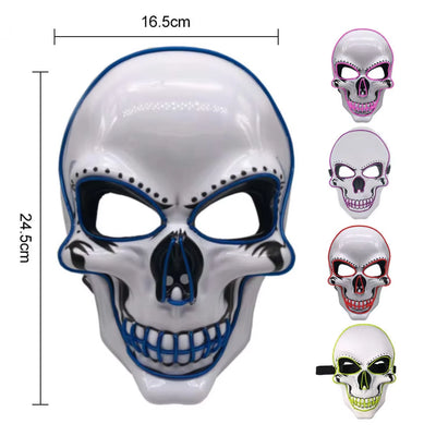 Halloween Festival Parties Costume Supplies Favor LED Light up Scary Mask Spooky Skull Mask Cosplay Skeleton Mask