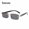 New Lady Small Rimless Square Diamonds Sunglasses Women Brand Fashion Rhinestone Gradient Rectangle Sun Glasses Female UV400