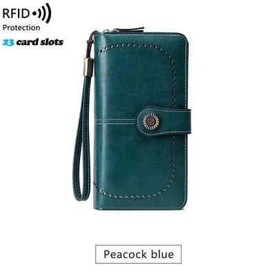 High Quality Women Wallet RFID Anti-Theft Leather Wallets for Woman Long Zipper Large Ladies Clutch Bag Female Purse Card Holder