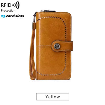 High Quality Women Wallet RFID Anti-Theft Leather Wallets for Woman Long Zipper Large Ladies Clutch Bag Female Purse Card Holder